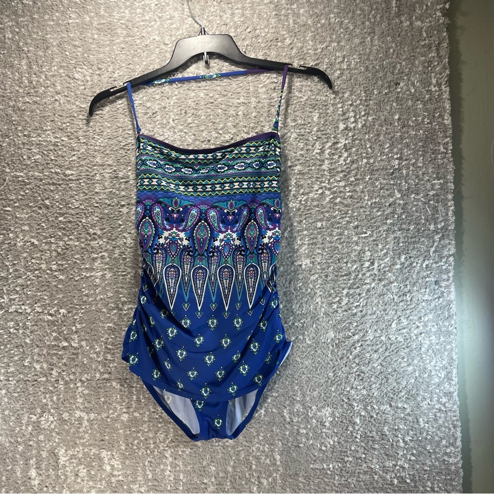 Tommy Bahama One-piece Swimsuit‎ Halter Strapless Ruched Lined Slimming 10 Nylon